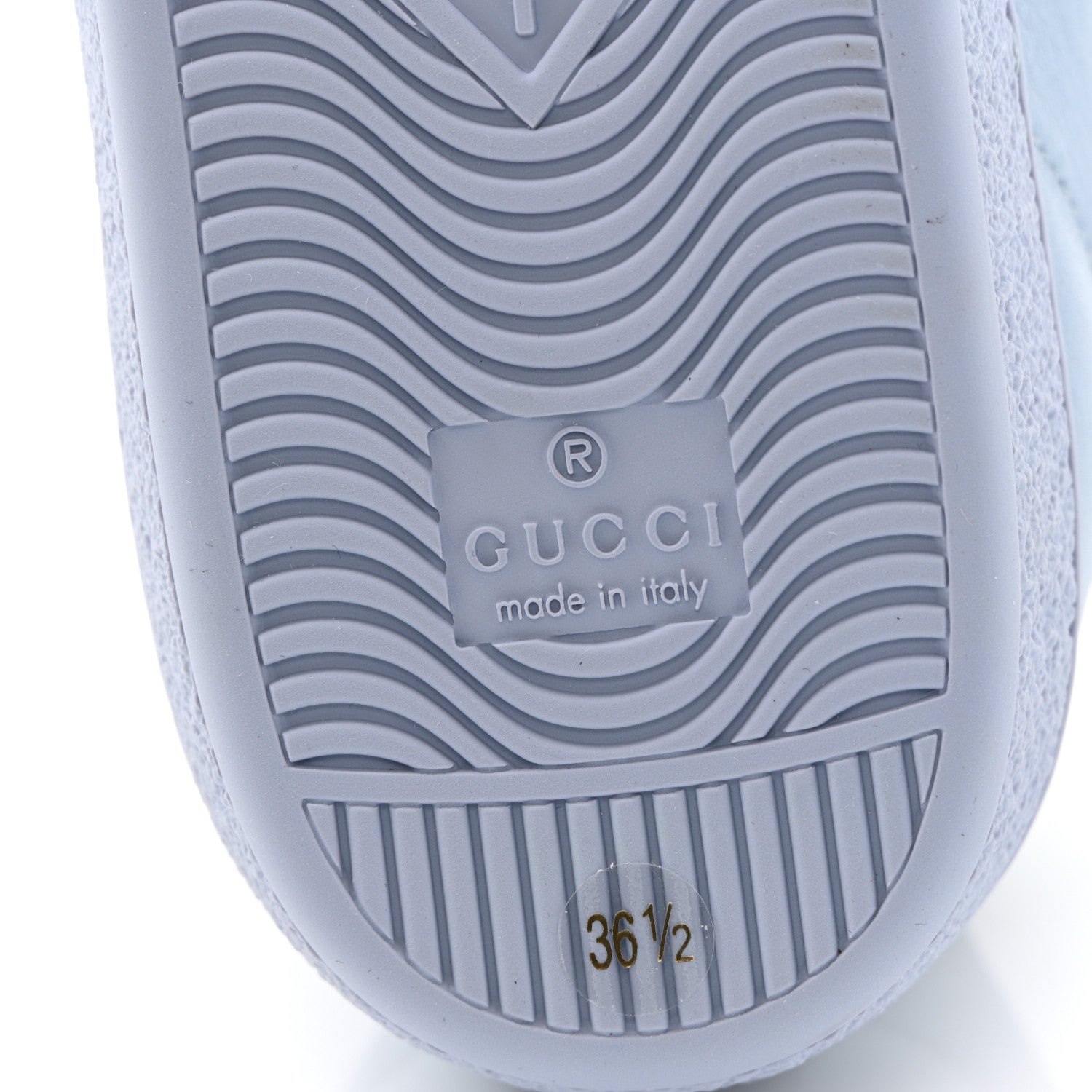 Gucci Calfskin Interlocking G Perforated Womens Ace Sneakers 36.5 Porcelain Light Blue Zaffiro 8 of 9