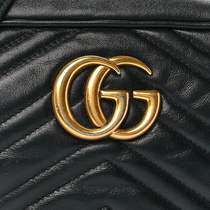 Gucci Calfskin Matelasse Small GG Marmont Chain Shoulder Bag Black 8 of 11