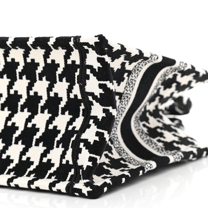 Christian Dior Canvas Houndstooth Embroidered Small Book Tote Black White 10 of 11