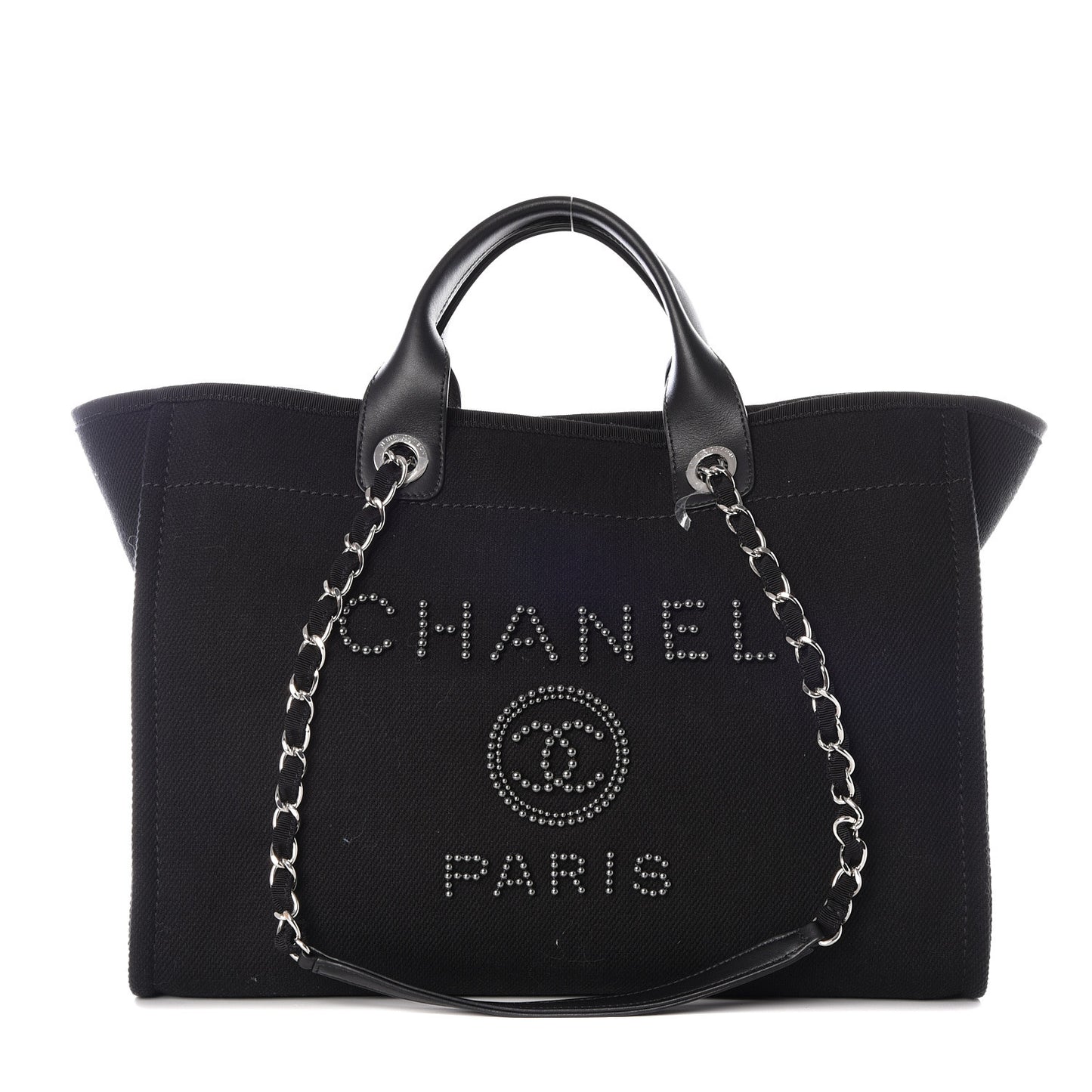 Canvas Pearl Medium Deauville Tote Black