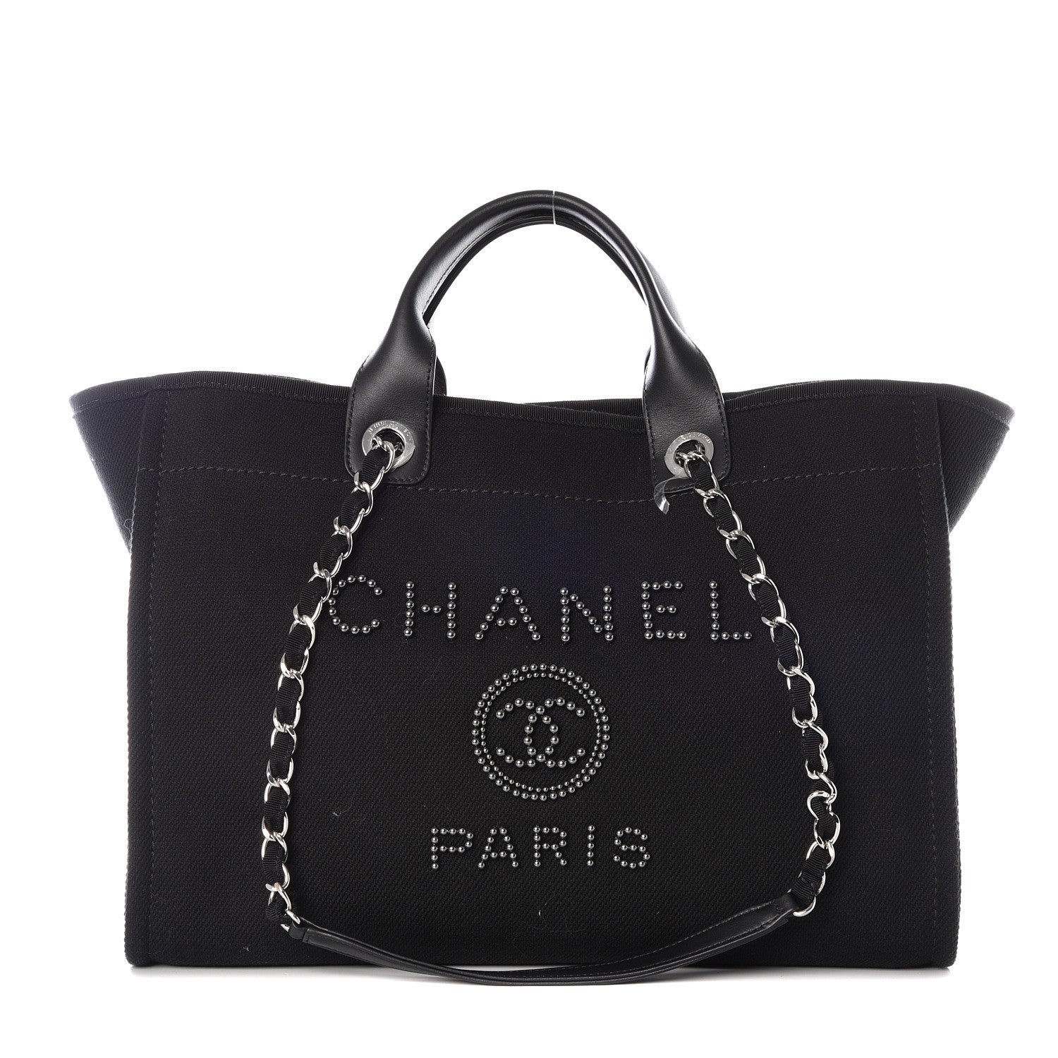 Chanel Canvas Pearl Medium Deauville Tote Black 1 of 9