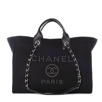 Chanel Canvas Pearl Medium Deauville Tote Black 1 of 9
