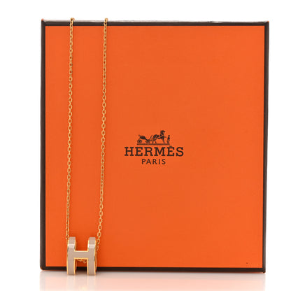 Hermes Lacquered Gold Pop H Pendant Necklace Marron Glace 7 of 7