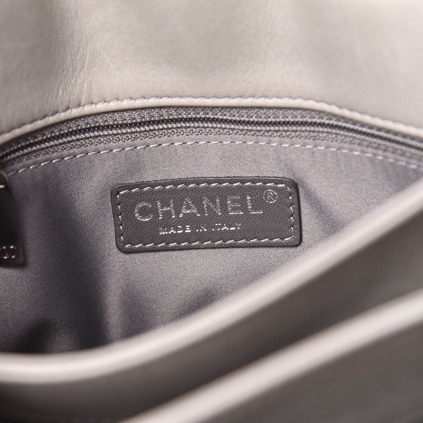 Lambskin Quilted 3 Accordion Flap Bag Grey
