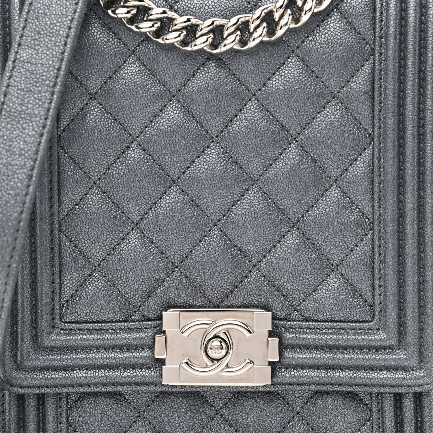 Chanel Iridescent Caviar Quilted North South Boy Flap Grey 8 of 11