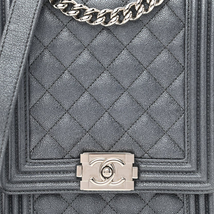 Chanel Iridescent Caviar Quilted North South Boy Flap Grey 8 of 11