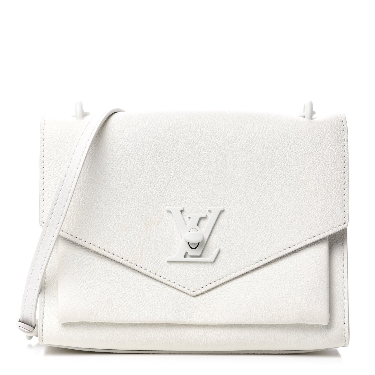 Louis Vuitton Soft Calfskin Mylockme Chain Bag BB White 1 of 12