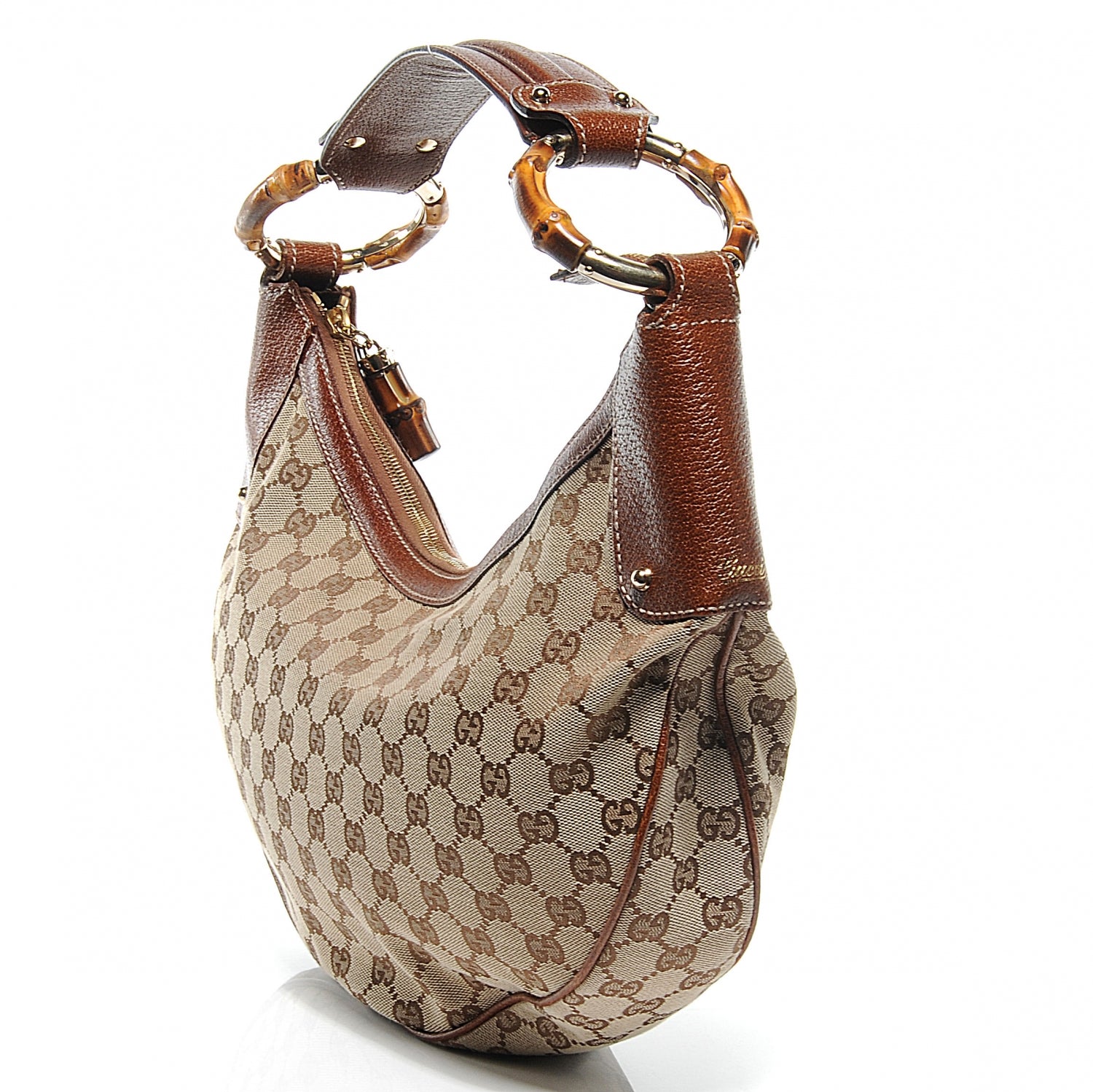 Gucci Monogram Web Bamboo Ring Hobo Brown 8 of 9
