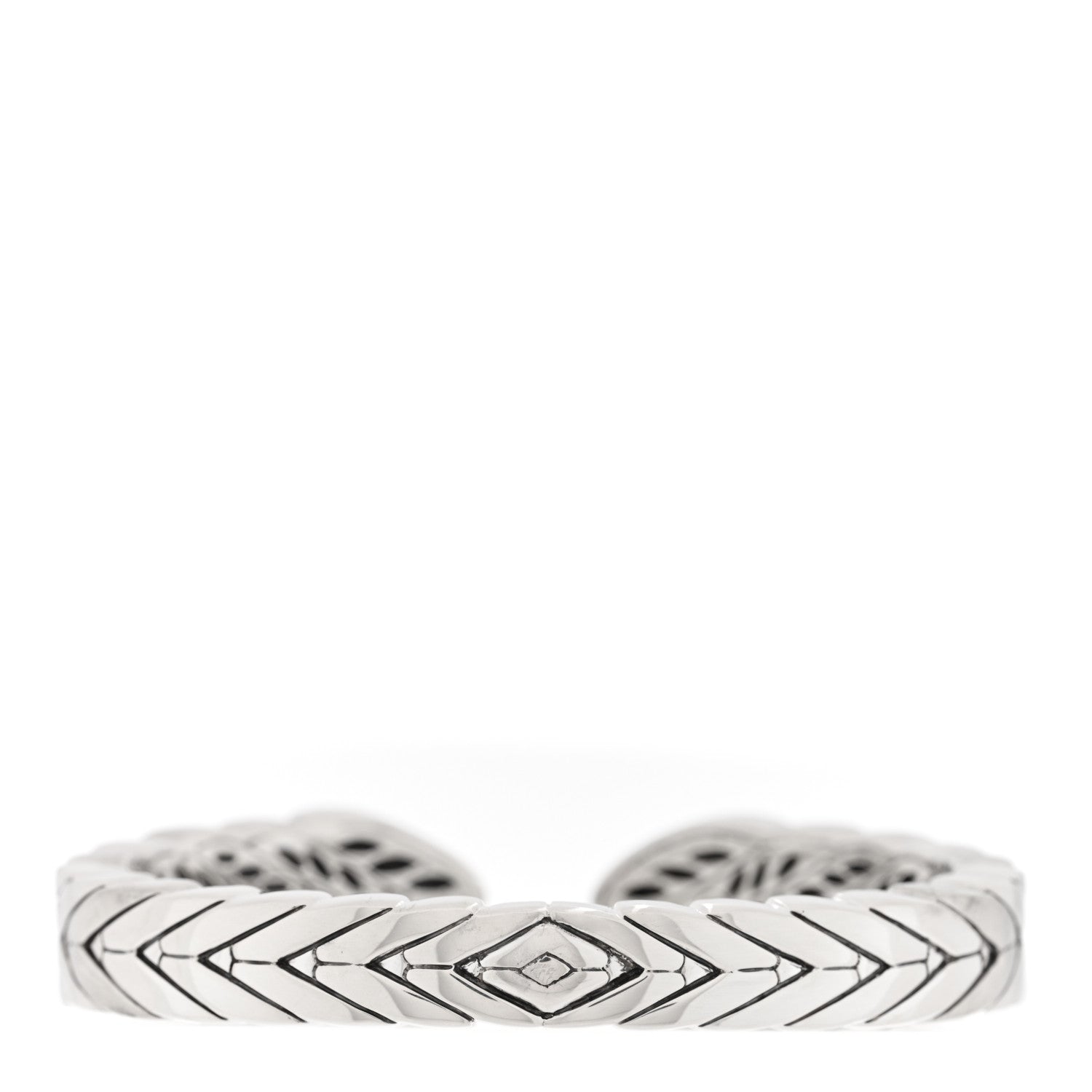 John Hardy Sterling Silver Black Sapphire Modern Chain Brushed Hinged Cuff Bracelet 2 of 3