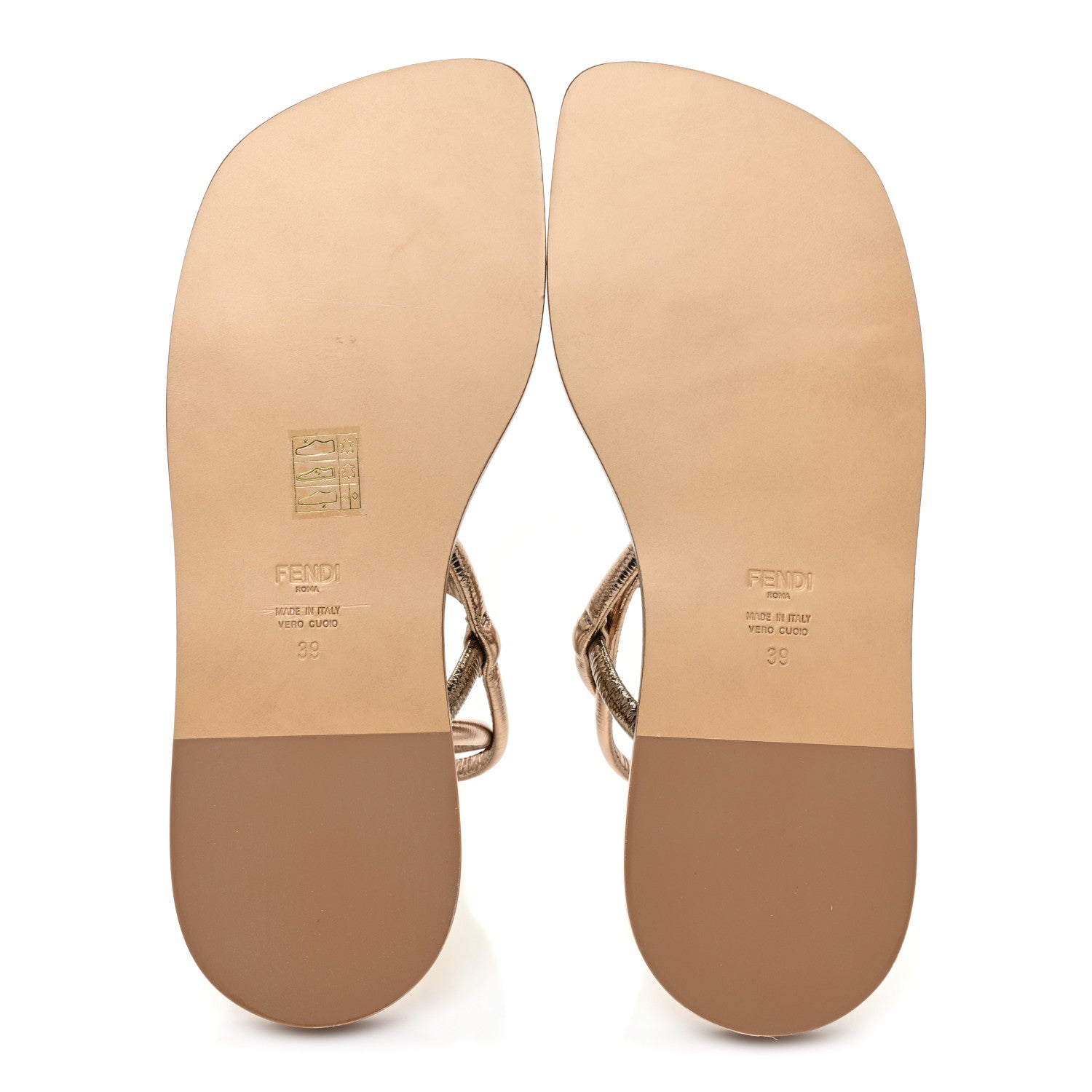 Fendi Metallic Nappa Fendi O'Lock Gladiator Flat Sandals 39 Argento Stagno Champagne 5 of 7