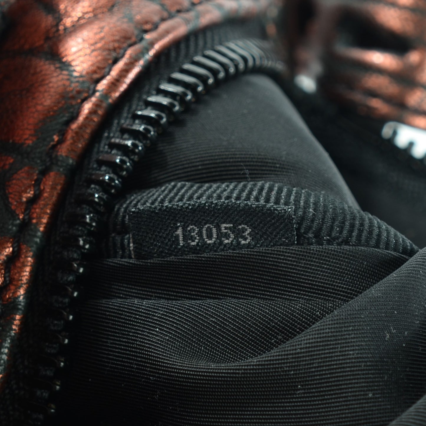 Metallic Pebbled Lambskin Rocco Bronze Black Hardware