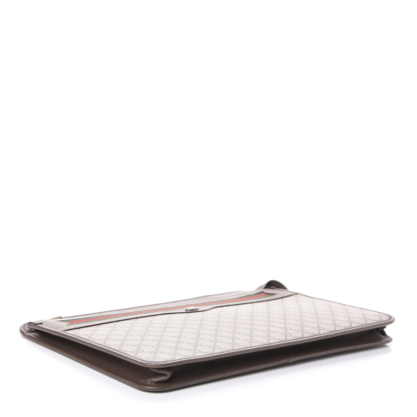 GG Supreme Monogram Textured Calfskin Web Ophidia Documents Holder Beige Ebony New Acero