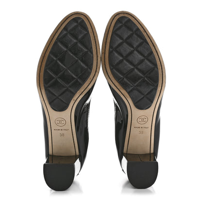 Chanel Patent CC Elastic Stretch Pumps 38 Black 6 of 10