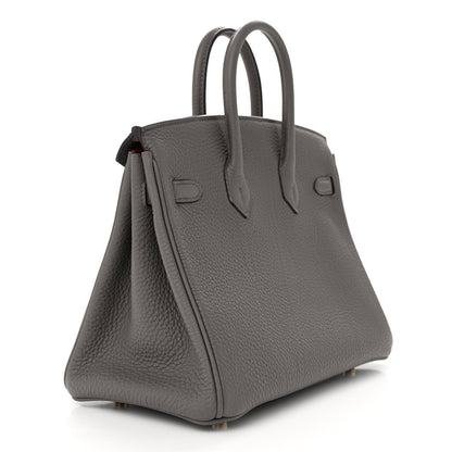 Hermes Togo Horseshoe Birkin 25 Etain Rose Extreme 3 of 12