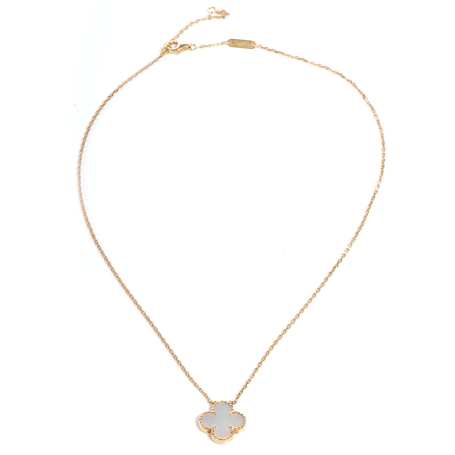 18K Yellow Gold Mother of Pearl Vintage Alhambra Pendant Necklace