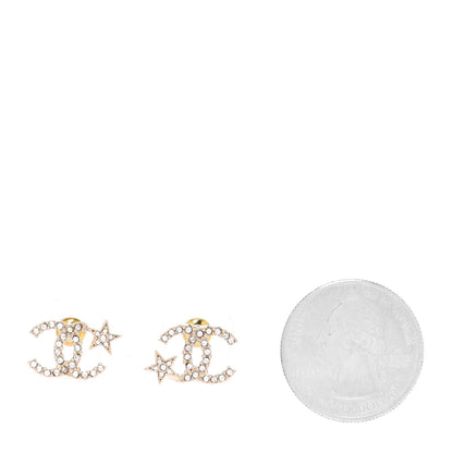Chanel Crystal CC Starfall Earrings Gold 2 of 4