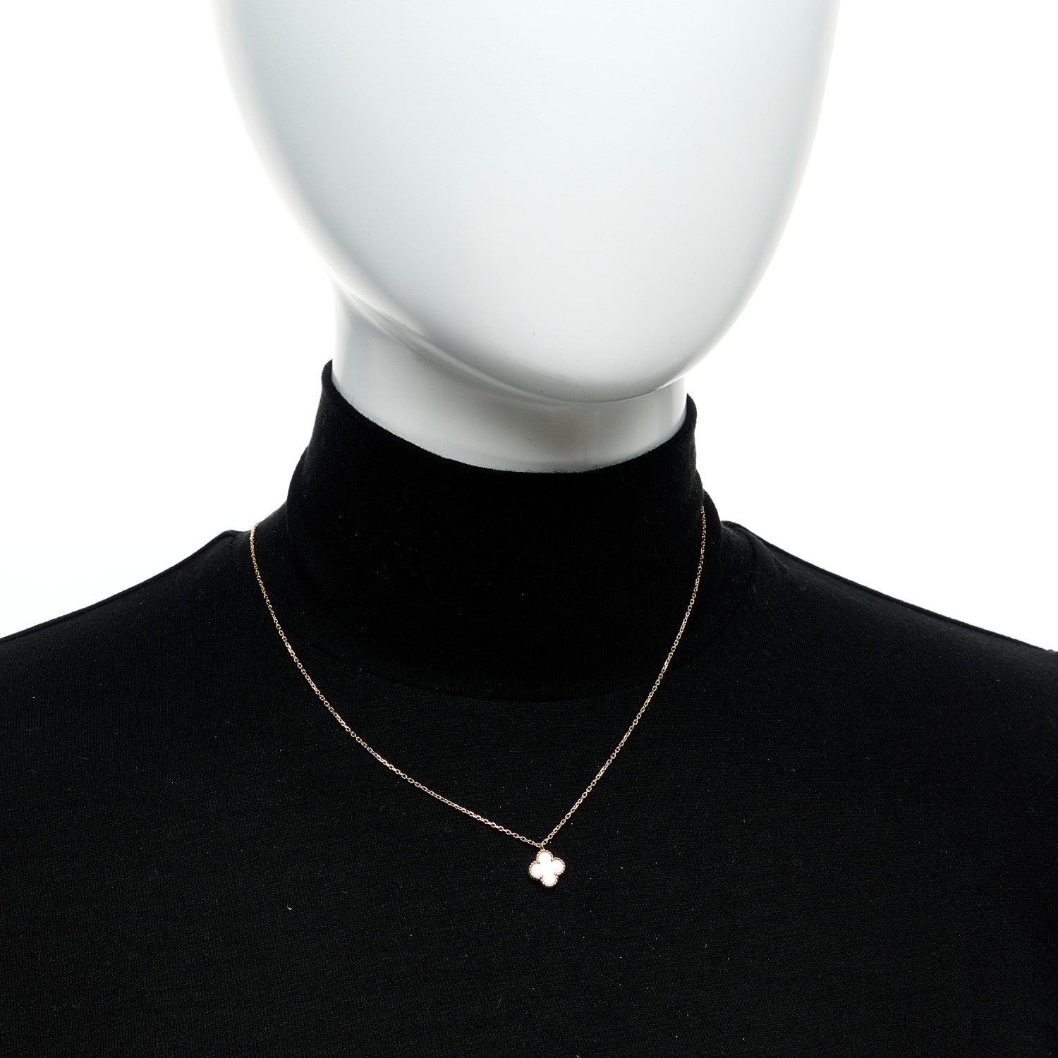 Van Cleef & Arpels 18K Yellow Gold Mother of Pearl Sweet Alhambra Pendant Necklace 2 of 5