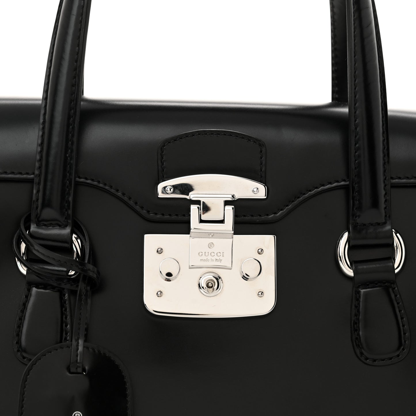 Regent Calfskin Medium Lady Lock Satchel Black