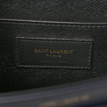 Saint Laurent Box Calfskin Monogram Medium Solferino Satchel Deep Marine 6 of 9
