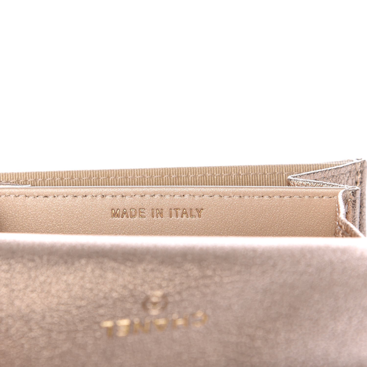 Chanel Metallic Lambskin Quilted Flap Card Holder Chain Wristlet Gold 7 of 9