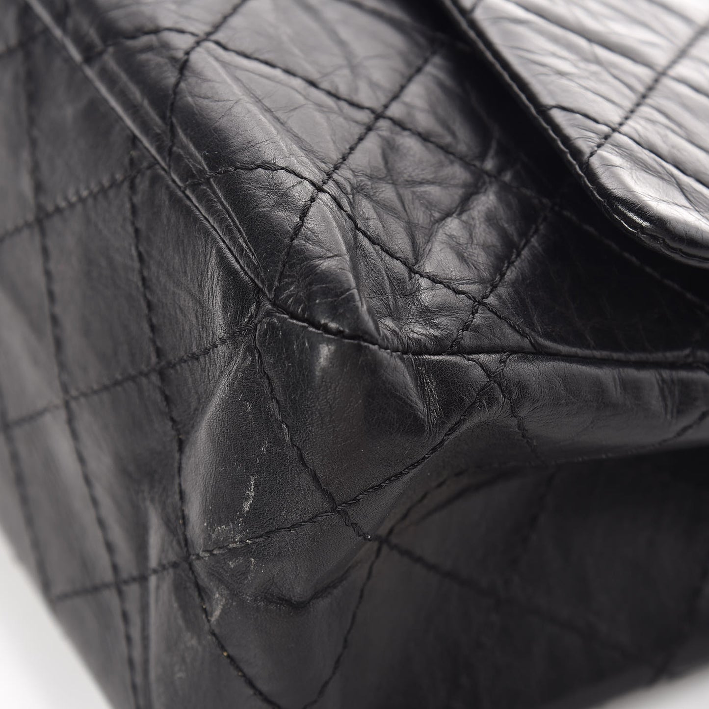 Aged Calfskin Quilted 2.55 Reissue 227 Flap Black