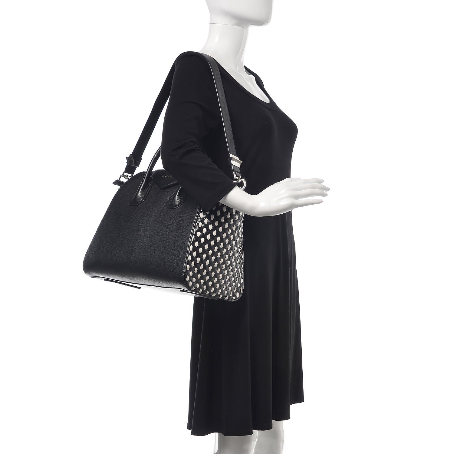Givenchy Sugar Goatskin Woven Medium Antigona Black White 2 of 7