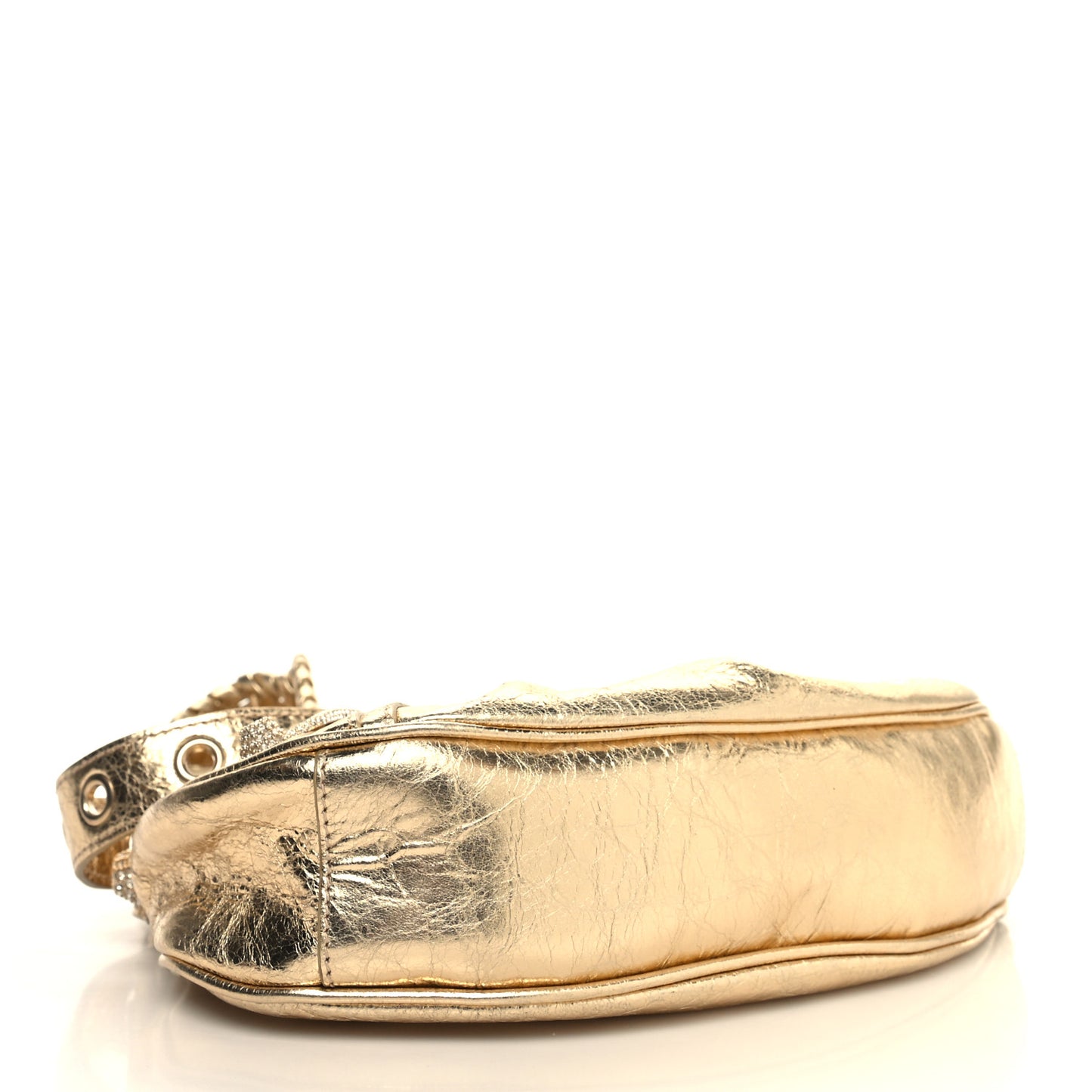 Metallic Agneau Arena Crystal Le Cagole Shoulder Bag XS Light Gold