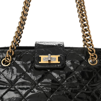 Chanel Glazed Crackled Calfskin Small Reissue Tote Black 8 of 11