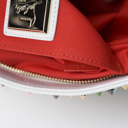 Christian Louboutin Calfskin Empire Spikes Loubiposh Clutch White Multi 8 of 9