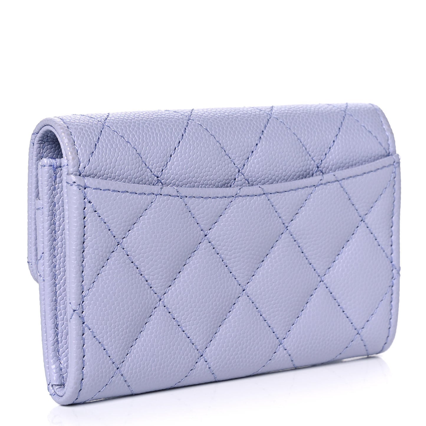 Caviar Quilted Flap Card Holder Wallet Light Purple