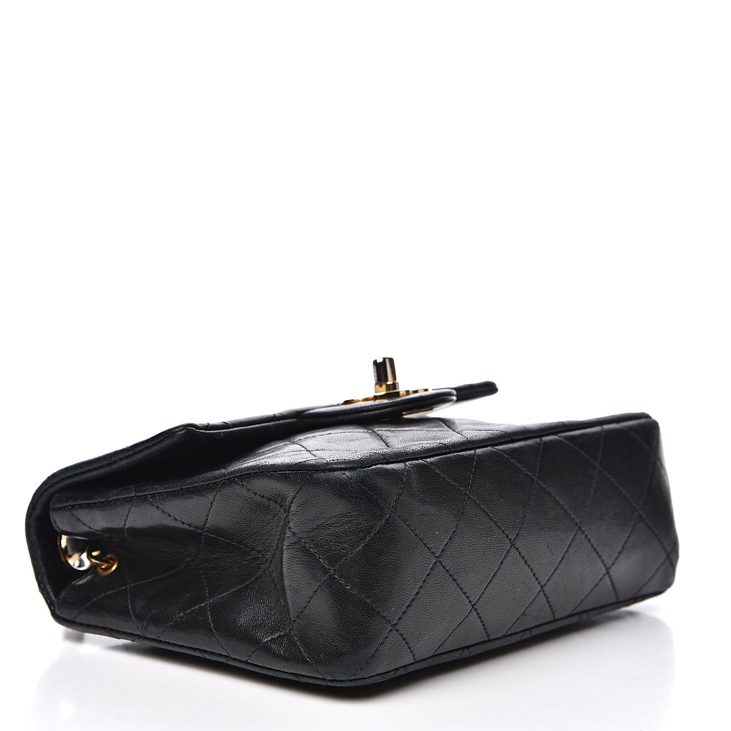 Lambskin Quilted Mini Square Flap Black