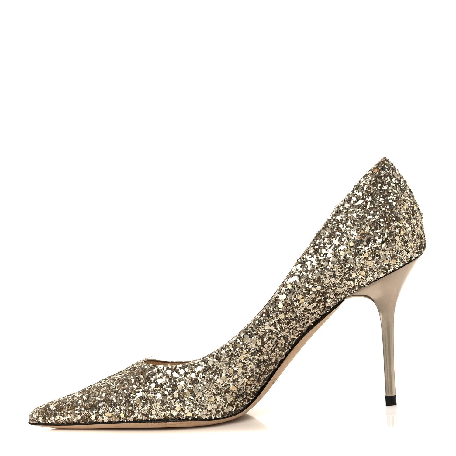 Jimmy Choo Coarse Glitter Pointy Toe Love 85 Pumps 36  Antique Gold 1 of 8