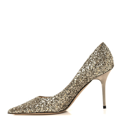 Jimmy Choo Coarse Glitter Pointy Toe Love 85 Pumps 36  Antique Gold 1 of 8
