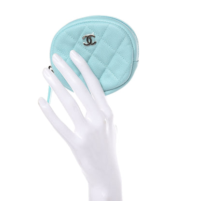 Chanel Caviar Quilted Zip Around Classic Coin Purse Light Blue 3 of 9
