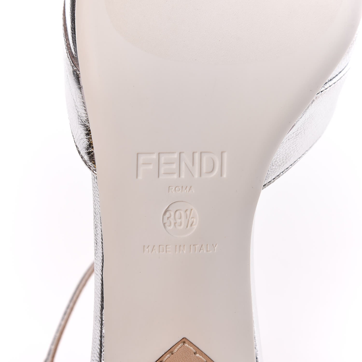 Fendi Metallic Goatskin T-Strap Pumps 39.5 Silver 6 of 8