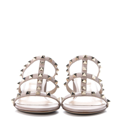 Valentino Garavani Calfskin Rockstud 60mm Caged Slide Sandals 35.5 Poudre 3 of 11