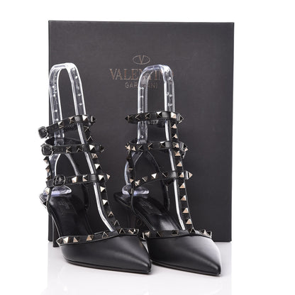 Valentino Garavani Nappa Rockstud Ankle Strap Low Heel Pumps 39 Black 8 of 8