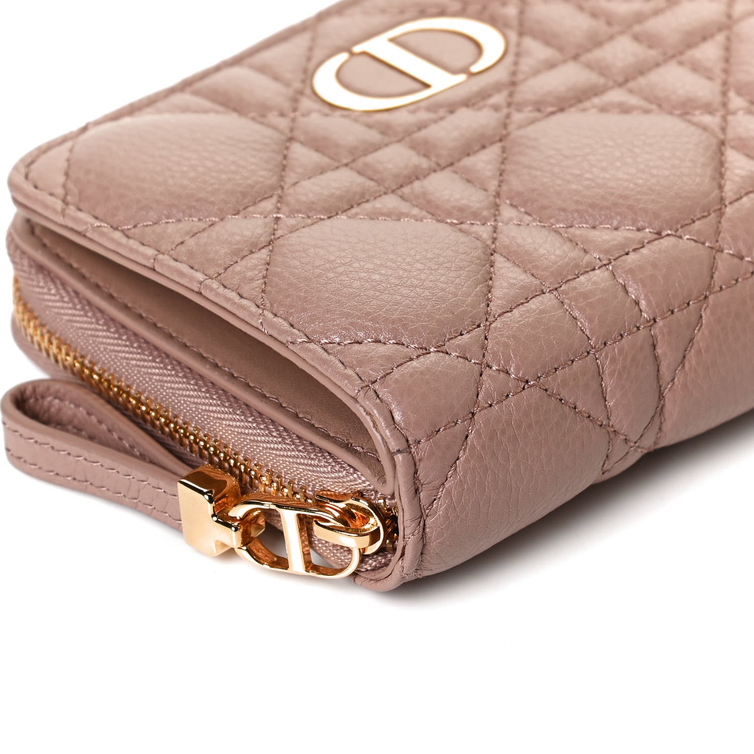 Christian Dior Grained Calfskin Supple Cannage Caro Scarlet Zipped Wallet 12 of 13