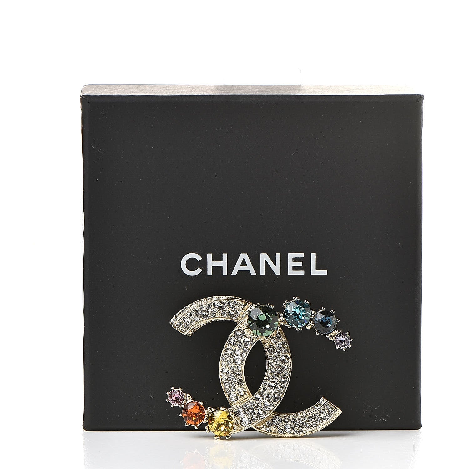 Chanel Crystal Over The Rainbow CC Brooch Gold Multicolor 5 of 5