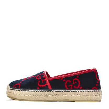 Gucci Terry Cloth GG Monogram Espadrilles 37 Blue Red 1 of 9