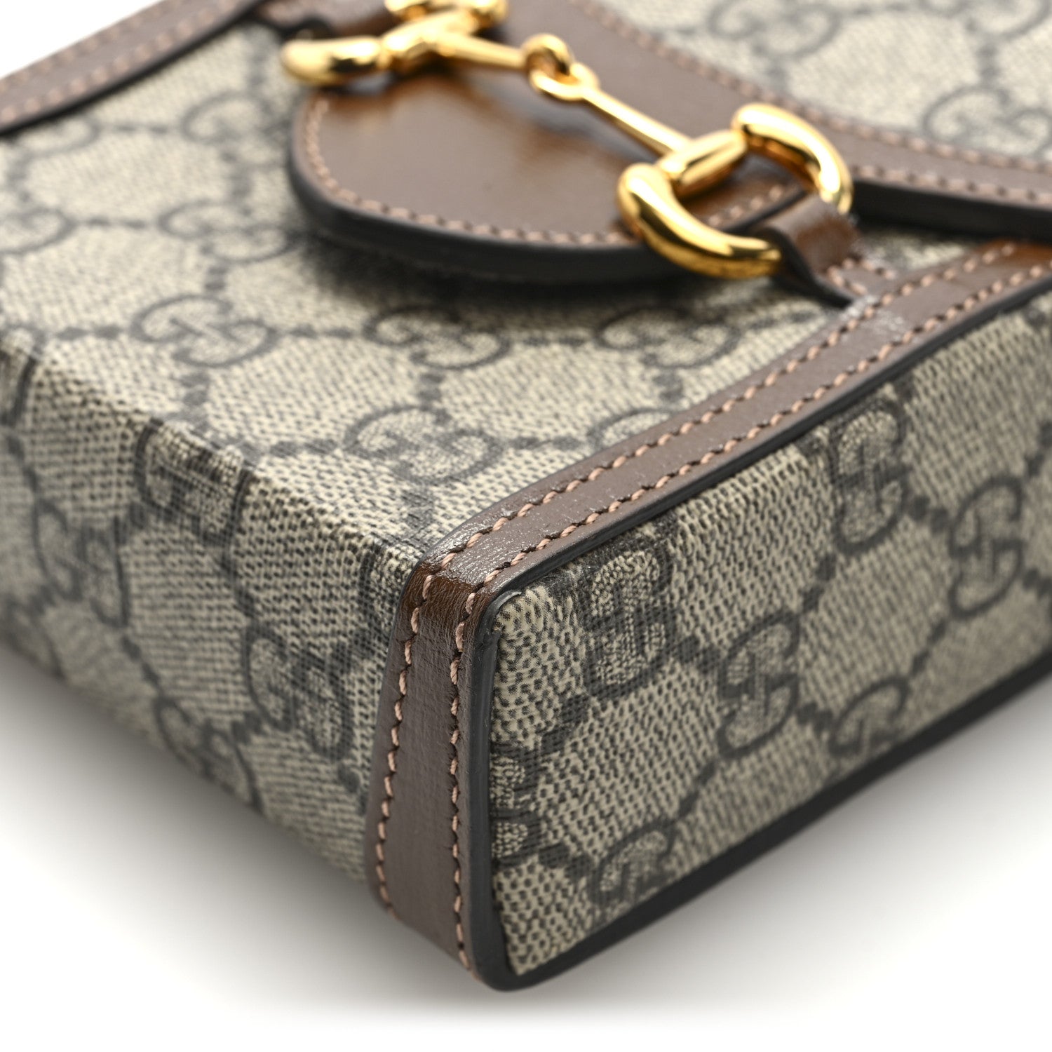 Gucci GG Supreme Monogram Mini Horsebit 1955 Crossbody Bag Beige Brown Sugar 11 of 11