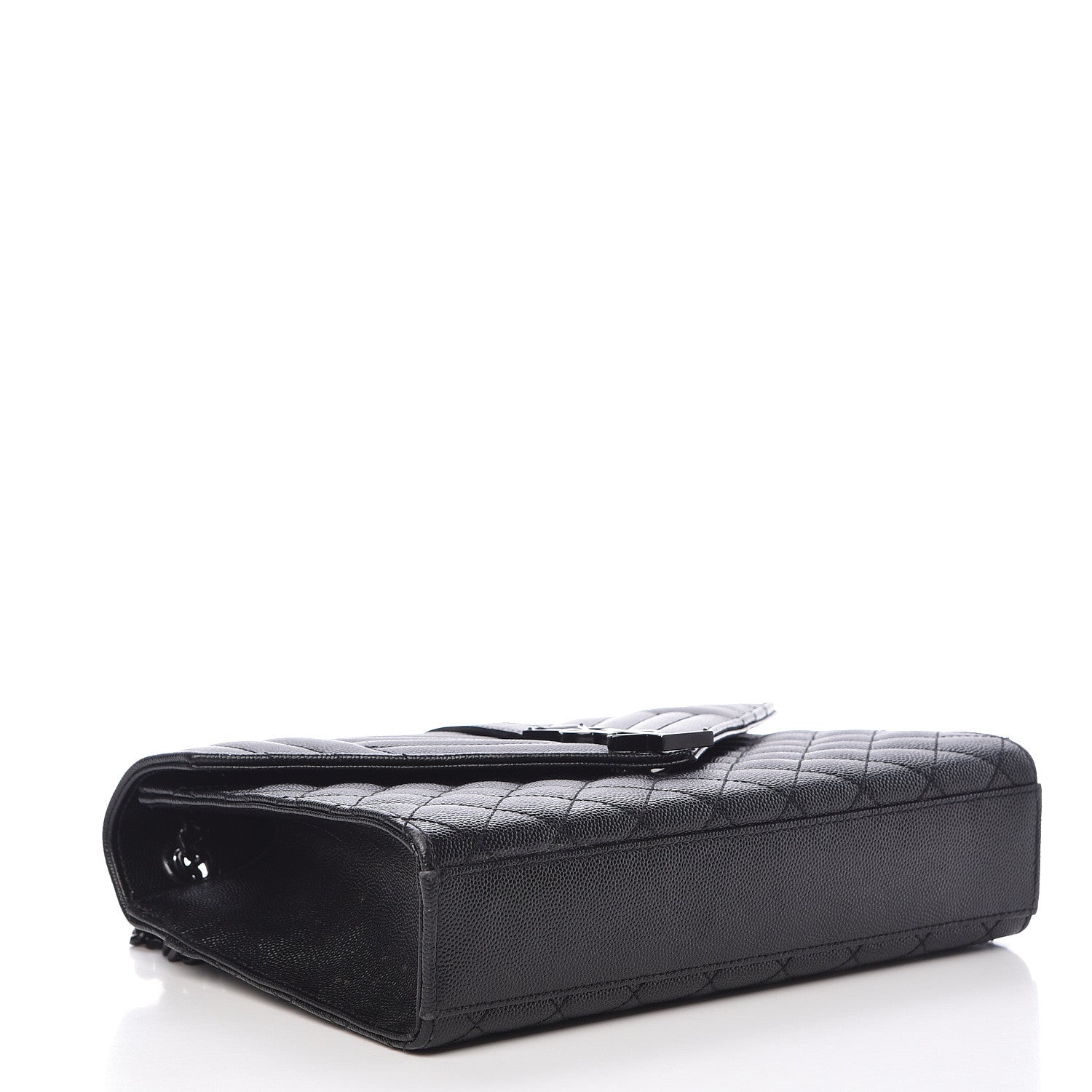 Saint Laurent Grain De Poudre Textured Mixed Matelasse Triquilt Medium Monogram Satchel Black 4 of 16