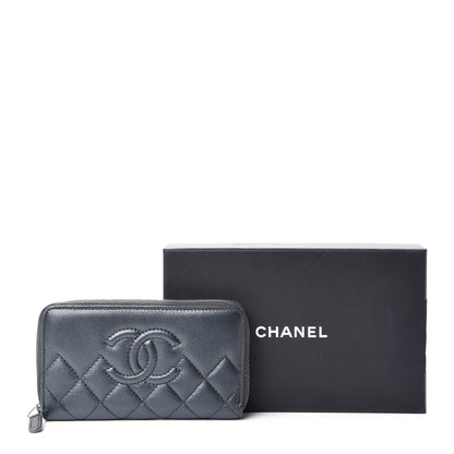 Chanel Metallic Caviar Quilted Medium Maxi CC Zip Around Wallet Black 9 of 9