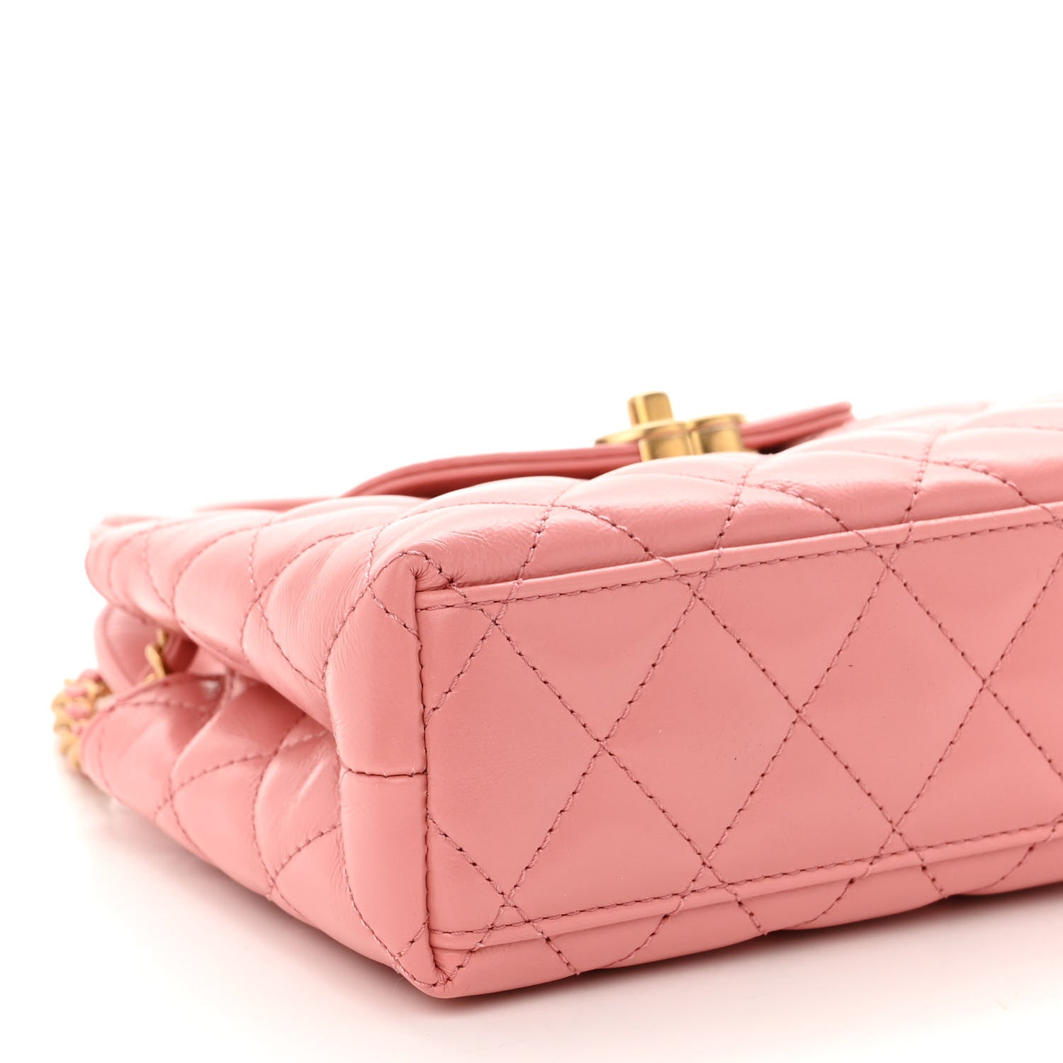 Chanel Shiny Aged Calfskin Quilted Nano Kelly Shopper Coral Pink 9 of 11