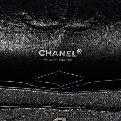 Chanel Metallic Crackled Calfskin Medium Double Flap Argent Fonce 6 of 11