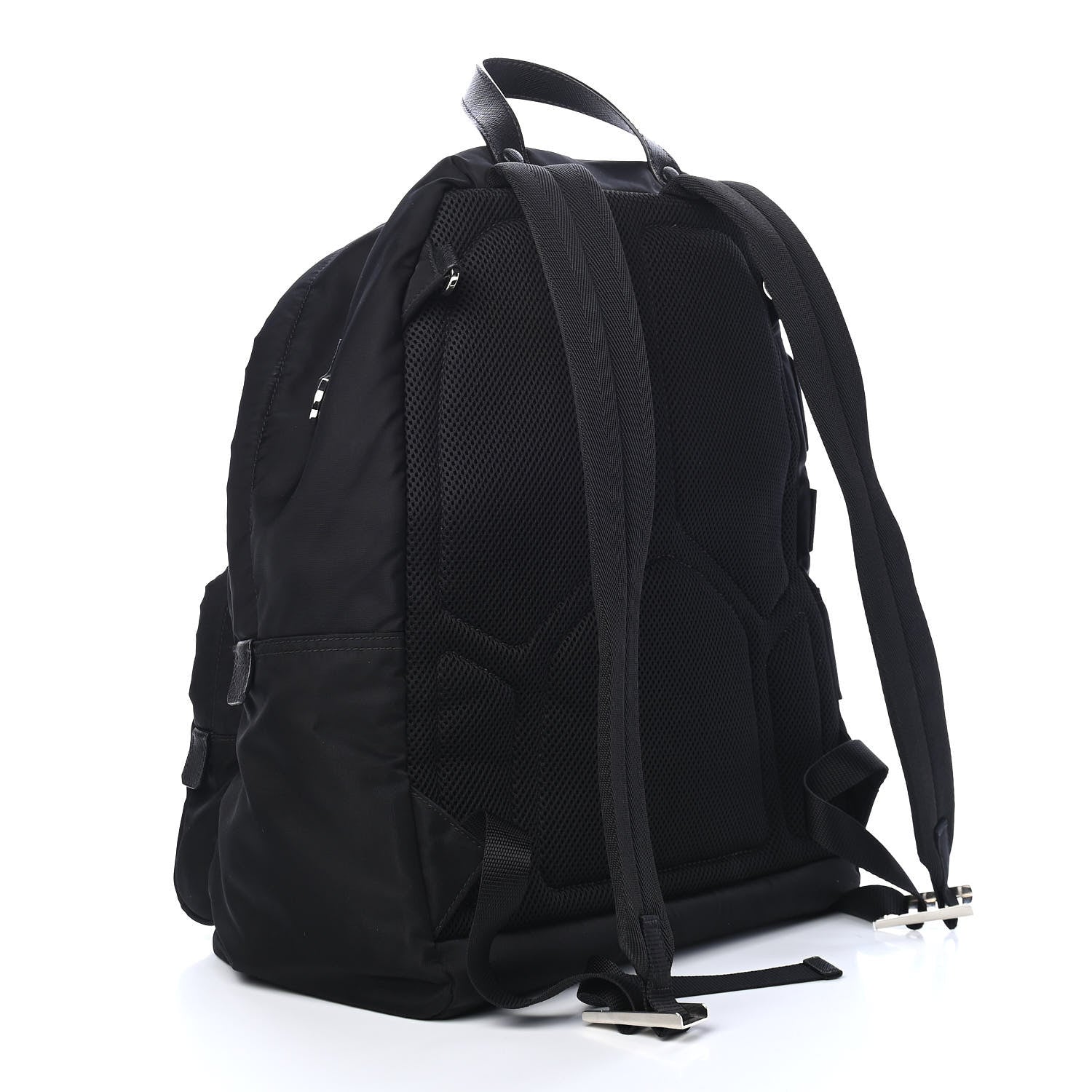 Prada Nylon Tessuto Logo Patch Backpack Black 2 of 11