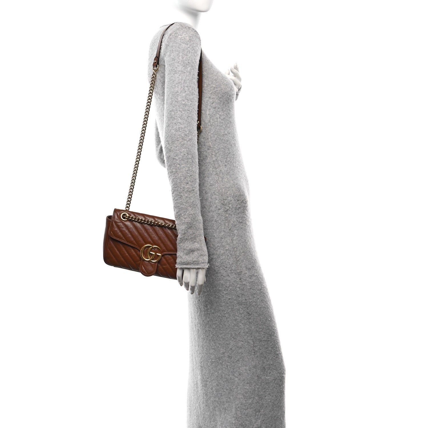 Gucci Azalea Calfskin Matelasse Diagonal Small GG Marmont Shoulder Bag Cuir 2 of 11