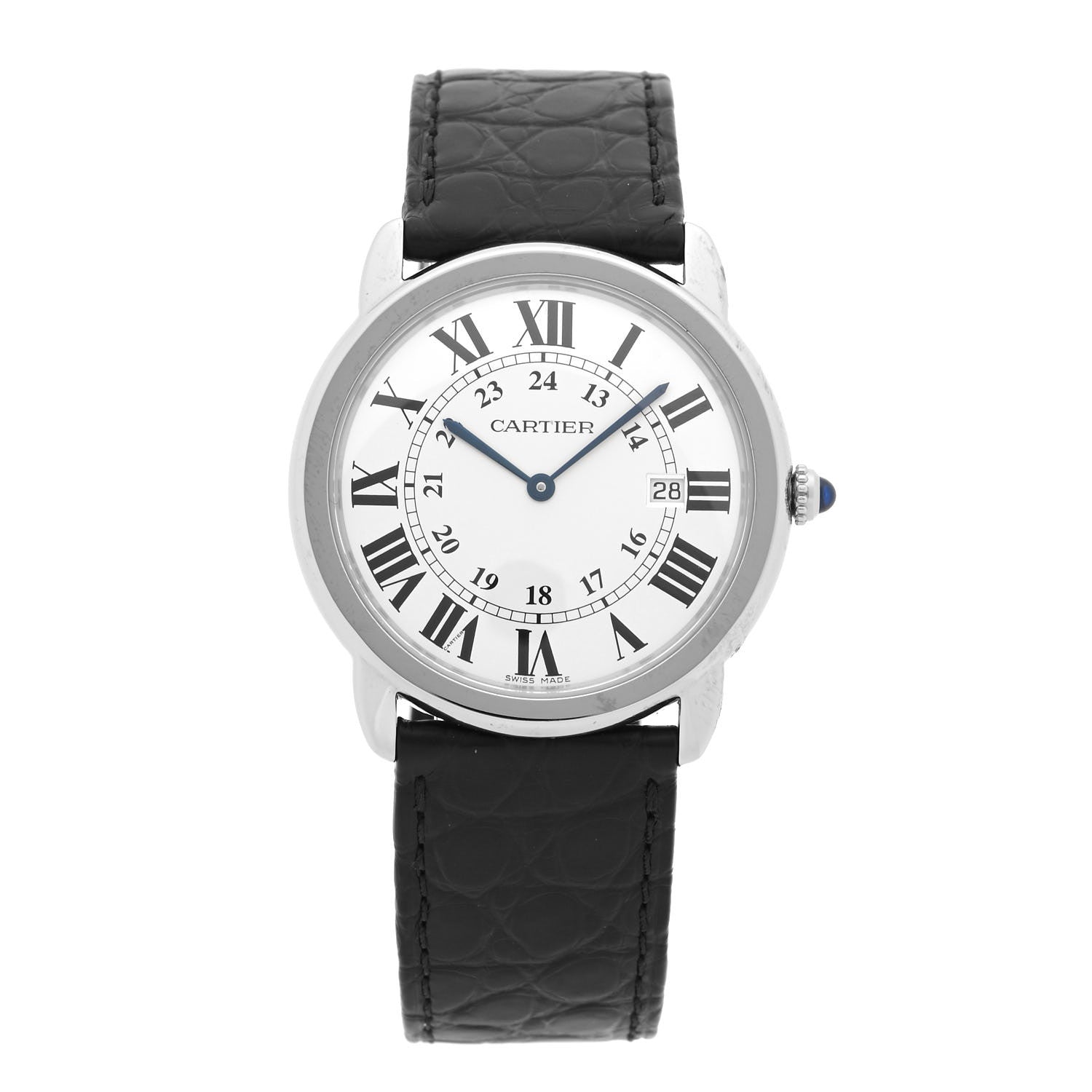 Cartier Stainless Steel Alligator 36mm Ronde Solo Quartz Watch 1 of 5
