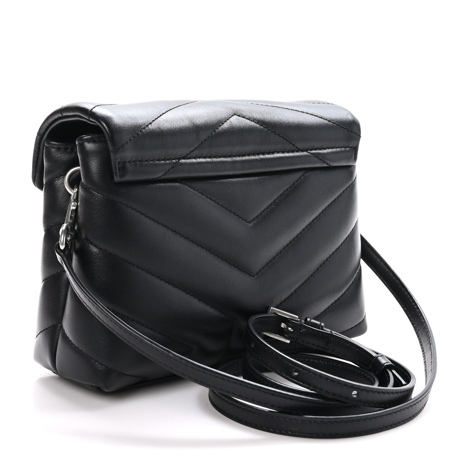 Saint Laurent Calfskin Y Quilted Monogram Toy Loulou Crossbody Bag Black 3 of 9