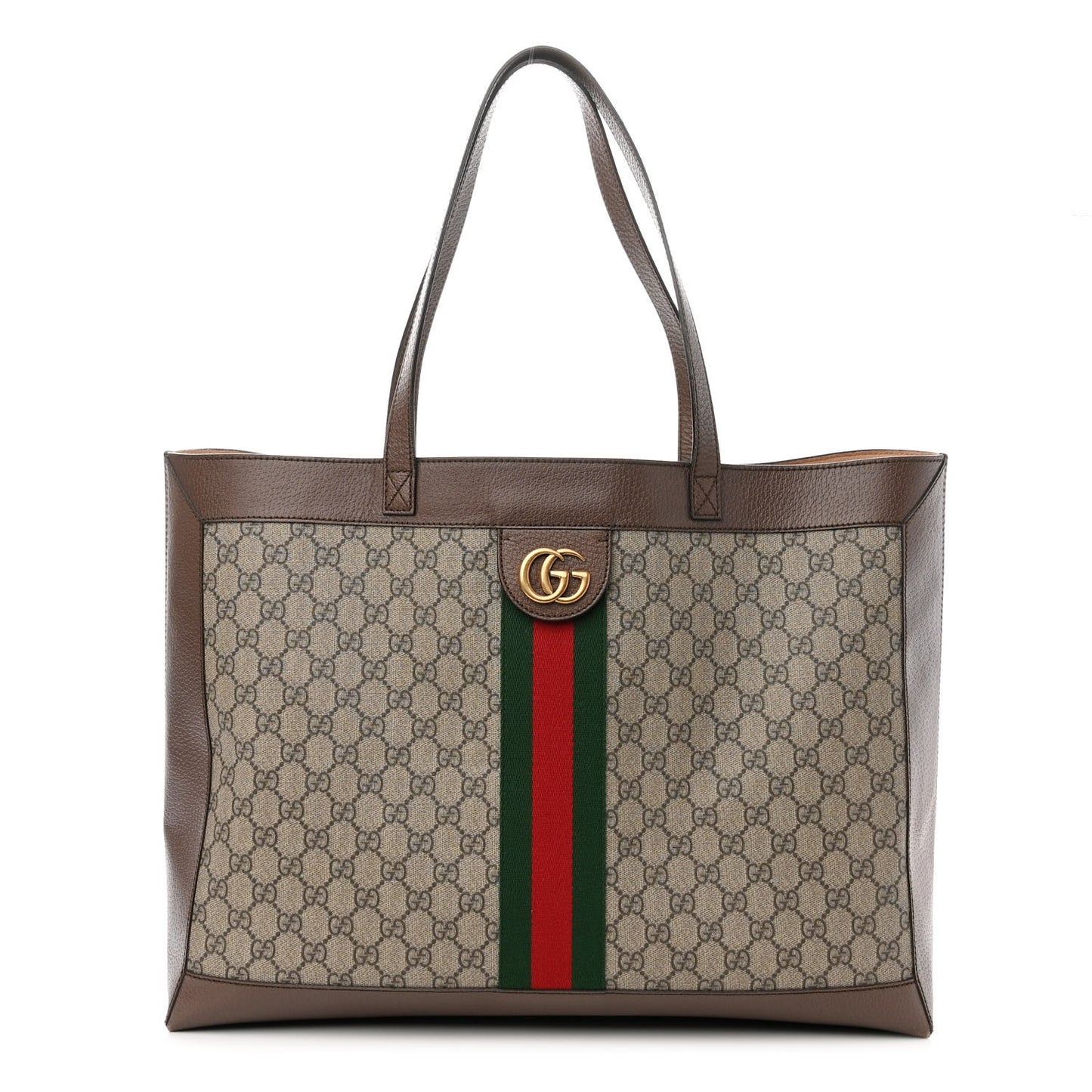 GG Supreme Monogram Web Ophidia Tote Brown